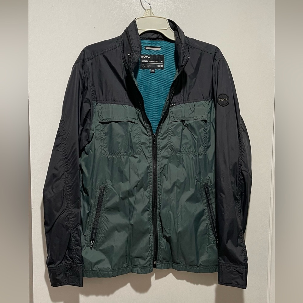 RVCA Nature x Industry Weatherproof windbreaker jacket with hood size Medium